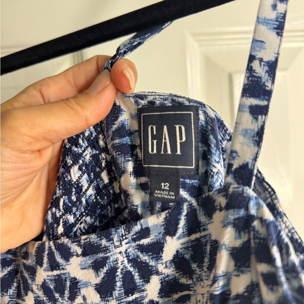 Gap Square Neck Blue And White Patterned Midi Dre… - image 4